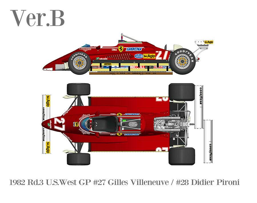 Model Factory Hiro K796 1:20 Ferrari 126c2 Ver.b 1982 Rd.3 U.s. West Gp #27 #28