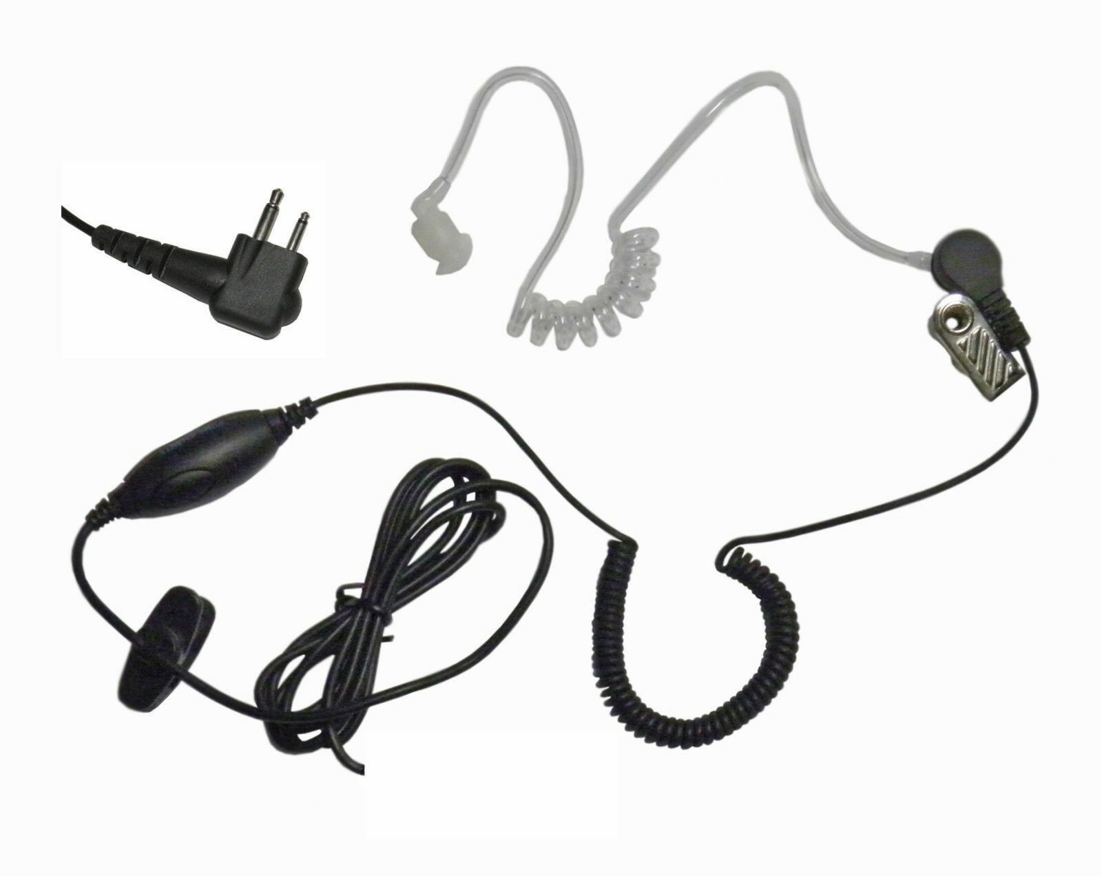 Clear Earbud Microphone For Motorola 2 Pin Radios Including Cp200 Cp185 P110