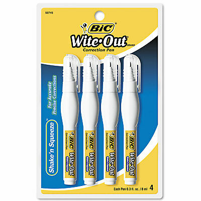 Bic Wite-out Shake 'n Squeeze Correction Pen 8 Ml White 4/pack Wosqpp418
