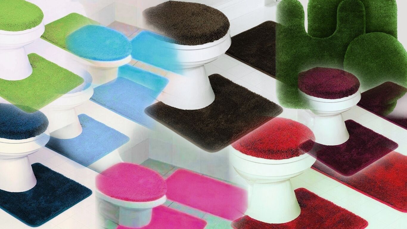 Solid Assorted Colors Bath Rug Contour Mat Toilet Lid Cover Bathroom Set 3pc #6