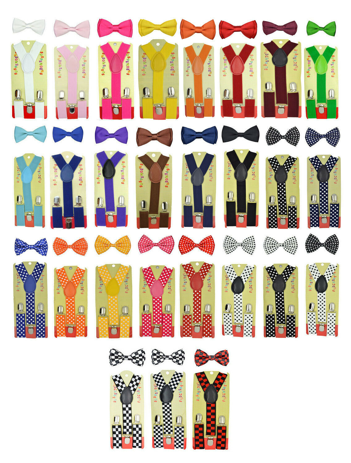 Children Kids Boys & Girls Suspender & Bow Tie Matching Colors Set