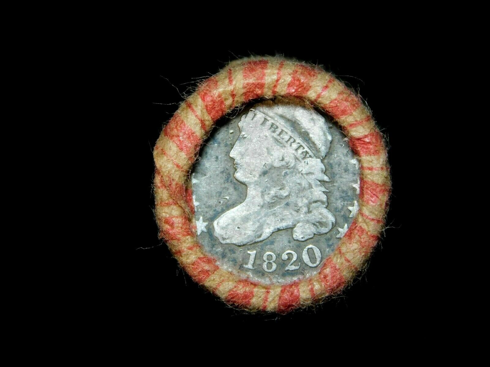 Crimped Shotgun Roll W/ 1820 Capped Bust Dime & 1907 Indian Head