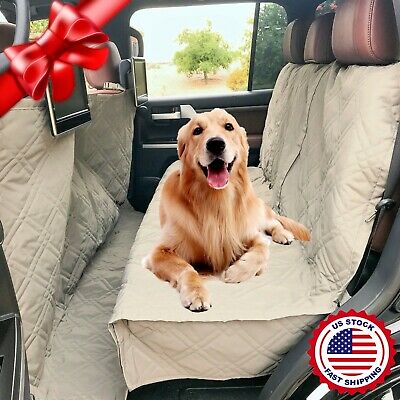 Deluxe Quilted And Padded Car Seat Cover For Dog Pet Extra Length Coverage Taupe