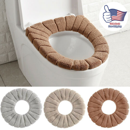 Bathroom Closestool Toilet Seat Cover Soft Pad Cushion Winter Warm Mat Washable