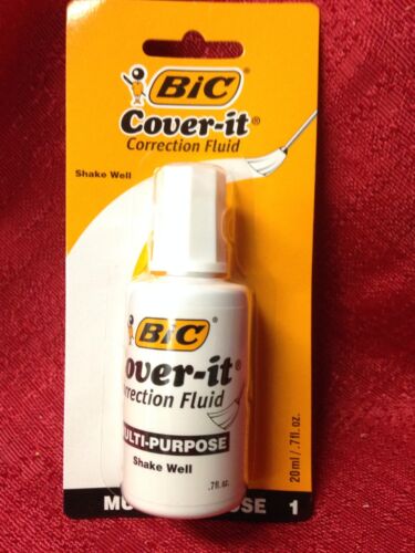 Bic Cover-it White Out Correction Fluid Liquid Paper 0.7oz Each -brand New