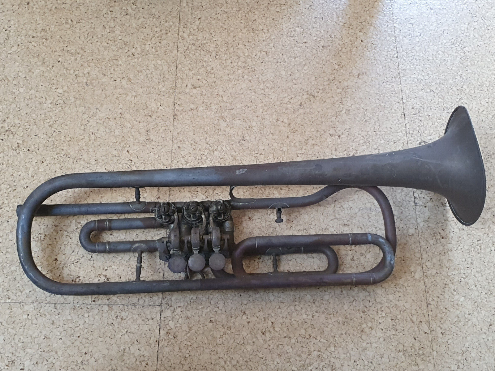 Used  Rotary  Eb (?) Trumpet "amati Kraslice" Needs A Good Cleaning