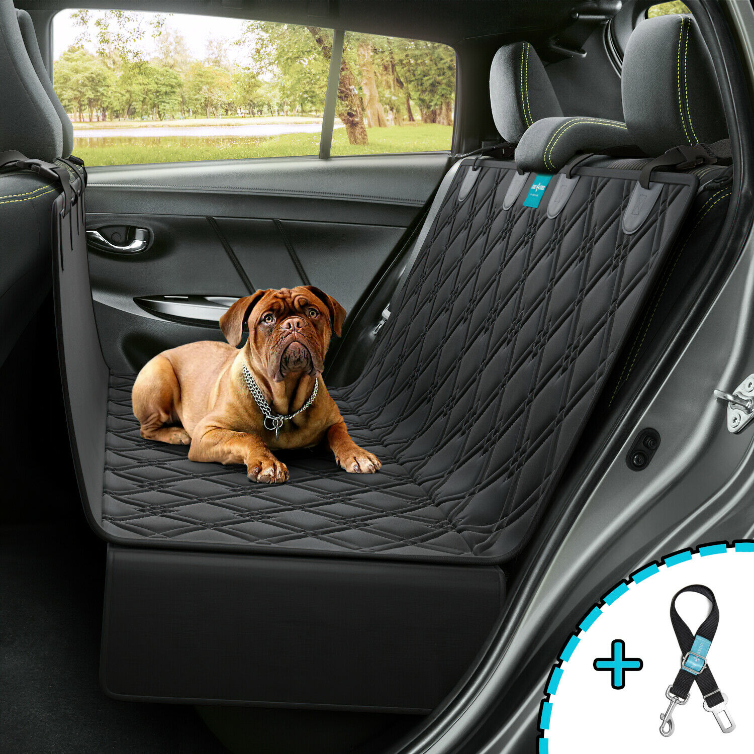 Dog Seat Cover Hammock For Backseat Durable Waterproof Car Truck Suv + Seatbelt