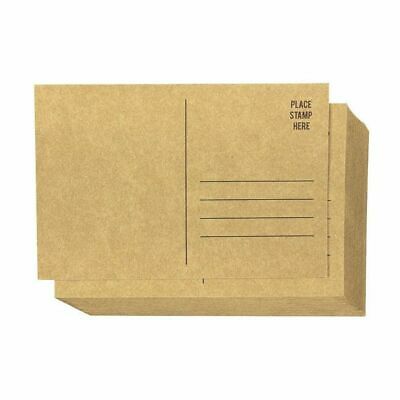 50x Brown Kraft Paper Blank Postcards Pack Self Mailer Mailing Side Saver, 4x6"