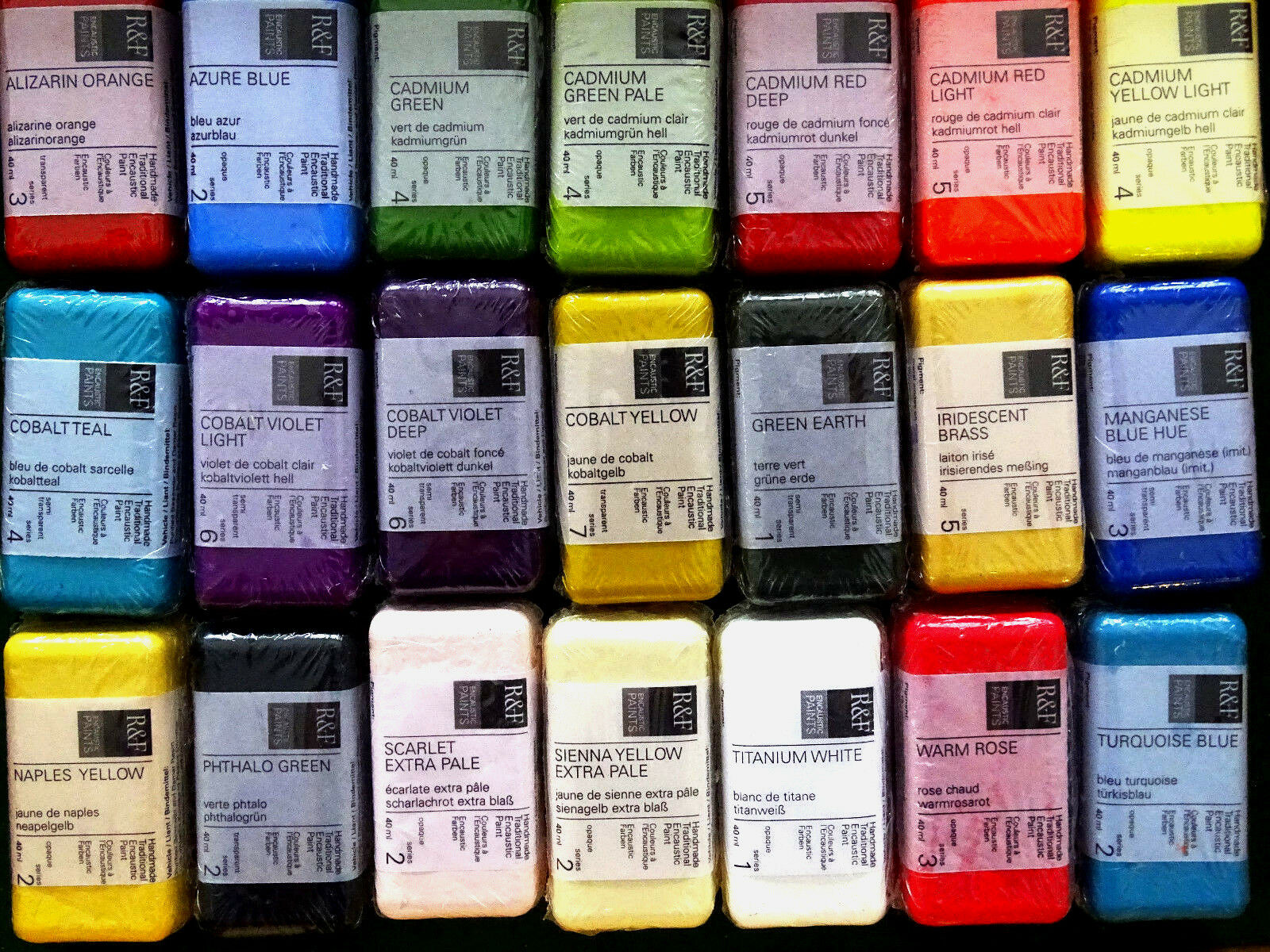 R&f Encaustic Brushes And Paint Blocks (40ml), 90 Colors, Flat Rate Shipping $4