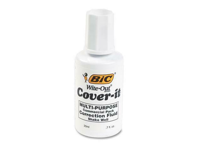 Bic Cover-it White Out Correction Fluid Multi Purpose Liquid Paper .7fl / 20ml