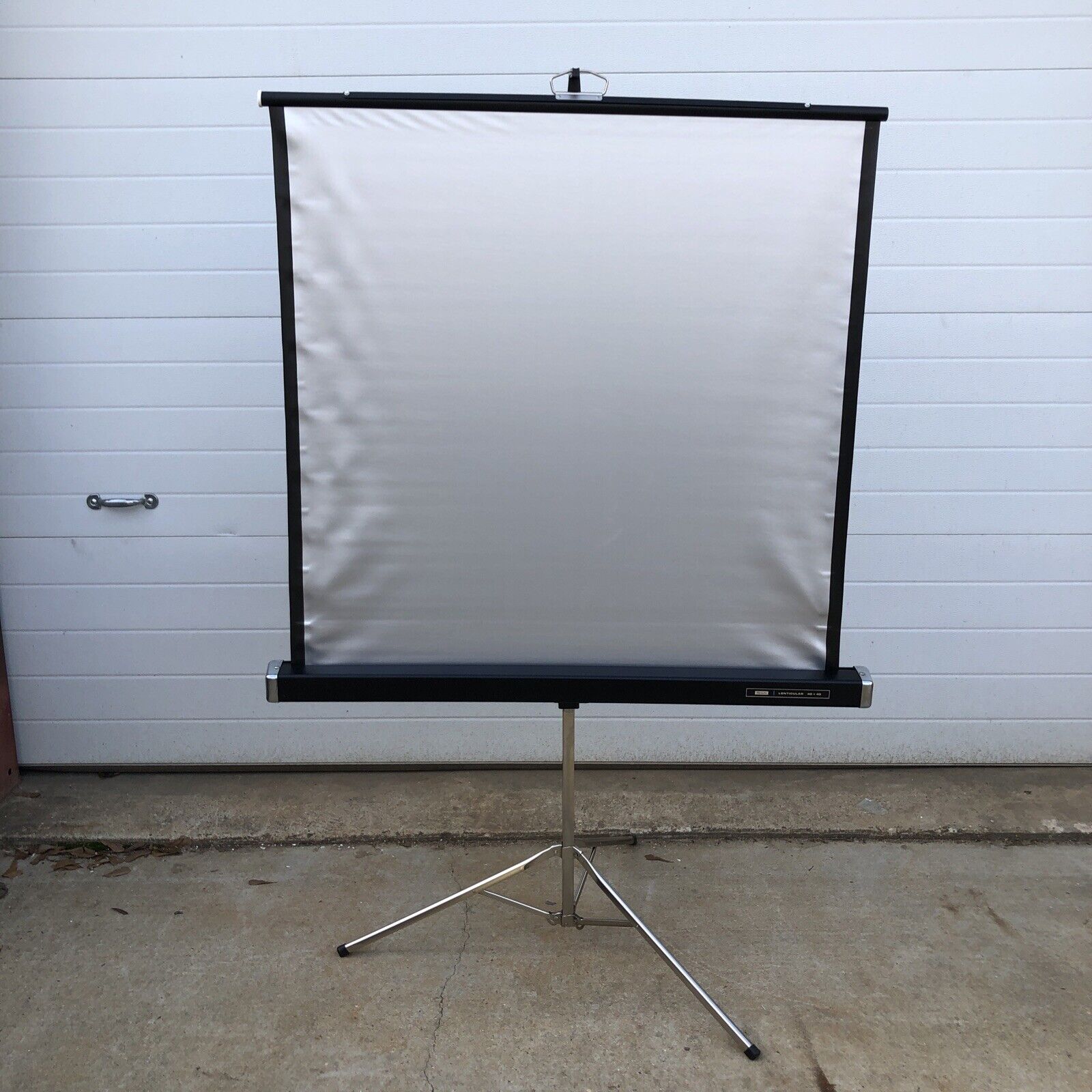 Vintage Sears Projector Screen With Tripod.  40x40.